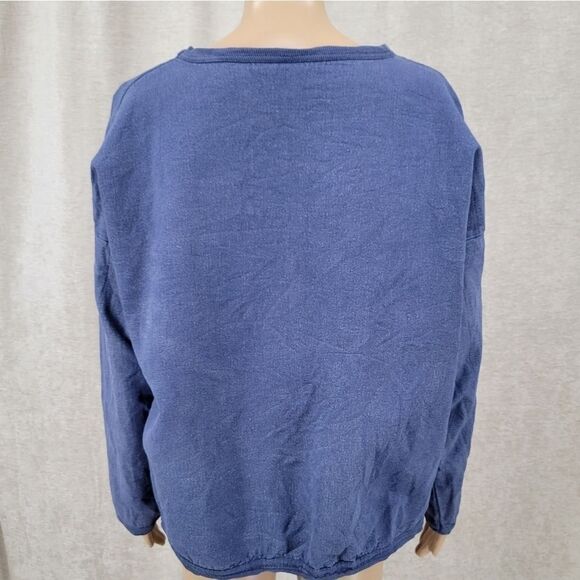Tompkins Ave 90s Vintage USA Cropped Crewneck Blue One Size OSFA Oversized - Picture 7 of 12
